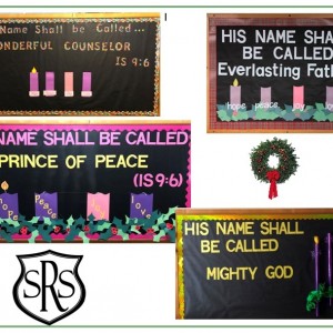 Sharing famous Isaiah 9:6 on our Advent bulletin boards